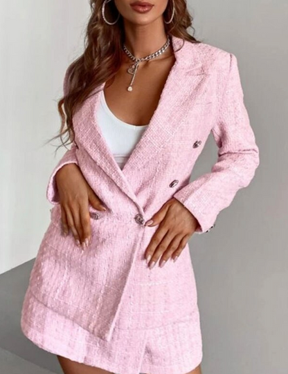 Tweed Blazer & Skort Set - Dames - Elegante Noella Tweed Stijl met Perfecte Pasvorm