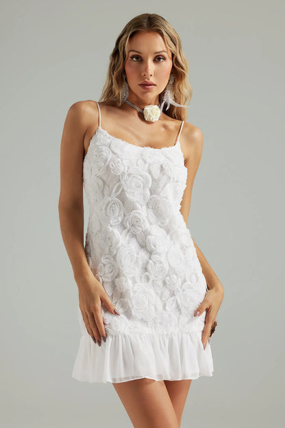 Dames minijurk met 3D bloemen