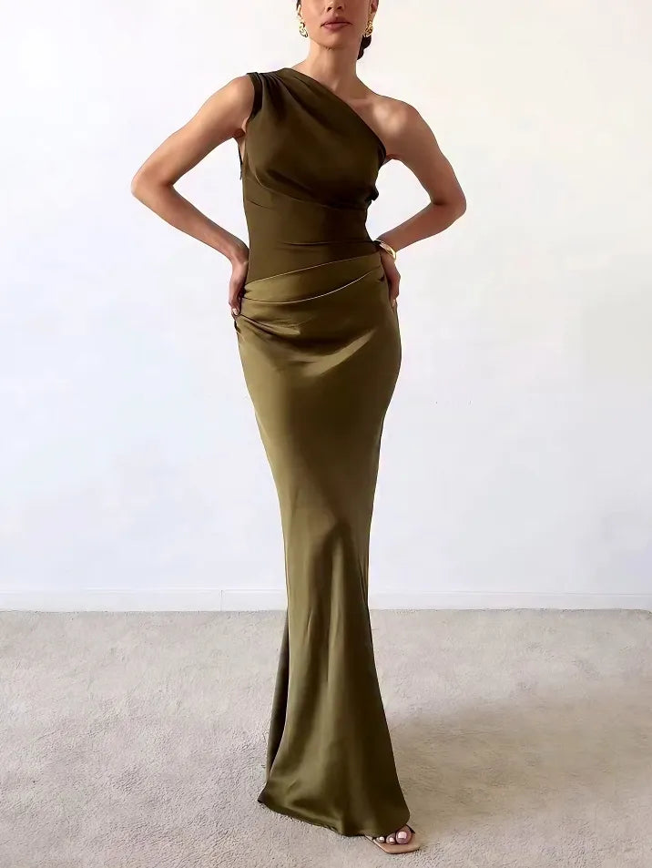 One shoulder feestjurk dames geplisseerd - elegante avondjurk voor speciale gelegenheden
