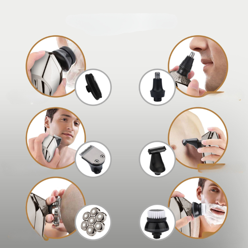 Hoofdscheerapparaat met 7 Koppen en 3 Snelheden voor Nat en Droog Scheren