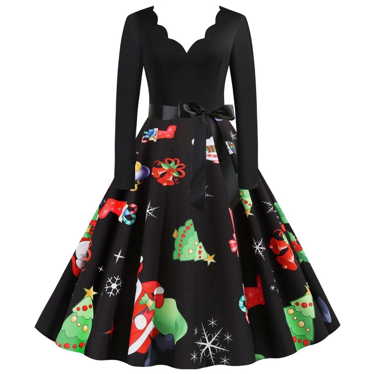 Vintage Kerstjurk Dames - Perfect voor Kerst - Elegante Retro Stijl met Comfortabele Pasvorm