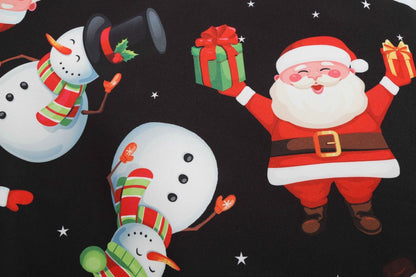 Vintage kerstjurk voor dames met geschulpte V-hals en wijde rok met kerstprint