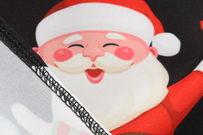 Vintage kerstjurk voor dames met geschulpte V-hals en wijde rok met kerstprint