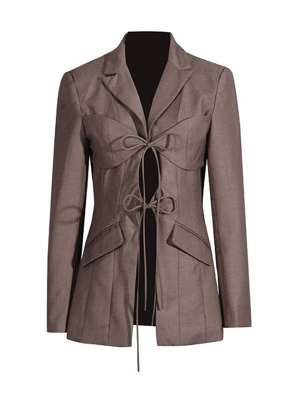 Blazer dames met striksluiting onder de borst, revers en kleppenzakken