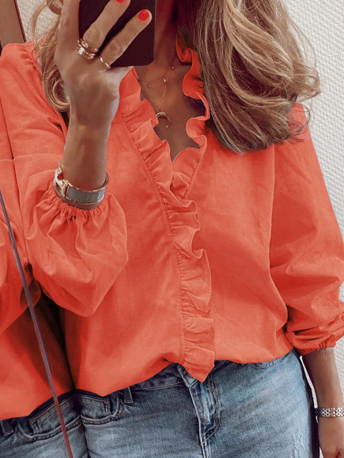 Blouse dames met ruche - detailfoto