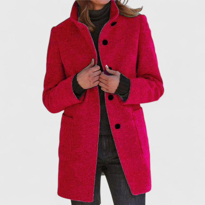 Mantel Jas Dames van Wol – Elegante Lange Winterjas met Knopen in Meerdere Kleuren