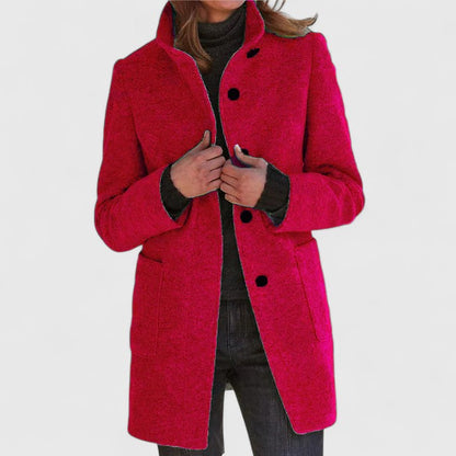 Mantel Jas Dames van Wol – Elegante Lange Winterjas met Knopen in Meerdere Kleuren
