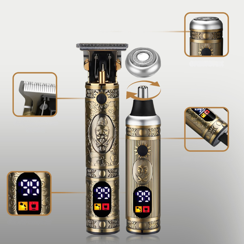 4-in-1 Professionele Tondeuse Set - Complete Haartrimmer met LED-display en Accessoires
