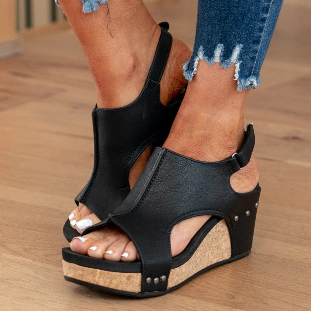 Suède sleehaksandalen dames zijkant stabiele zool elegant