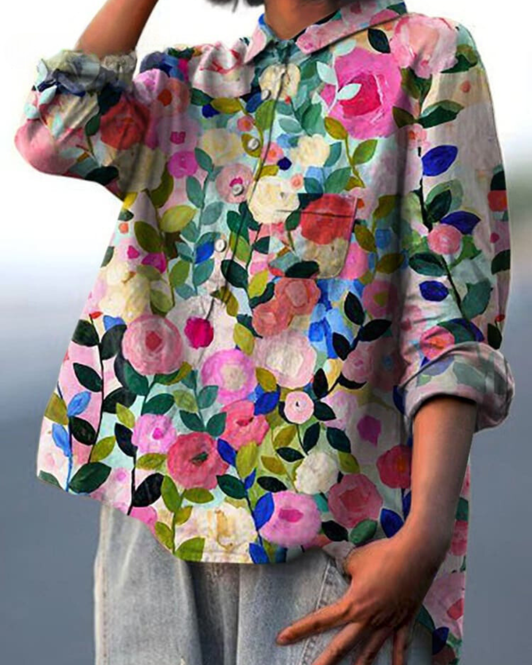 Bloemenblouse dames bloemenprint 2 - zachte stof vrouwelijke snit