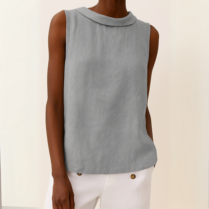 Mouwloze damesblouse met rolkraag - stijlvolle top dames veelzijdig
