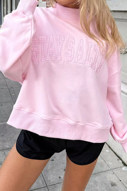 Sweater dames met borduursel in Zacht roze