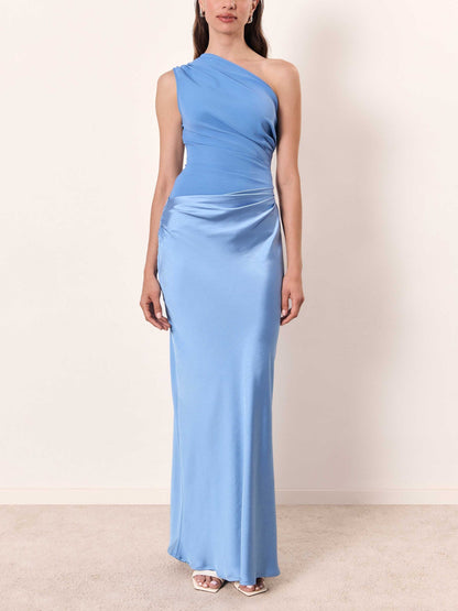 One shoulder feestjurk dames geplisseerd - elegante avondjurk voor speciale gelegenheden
