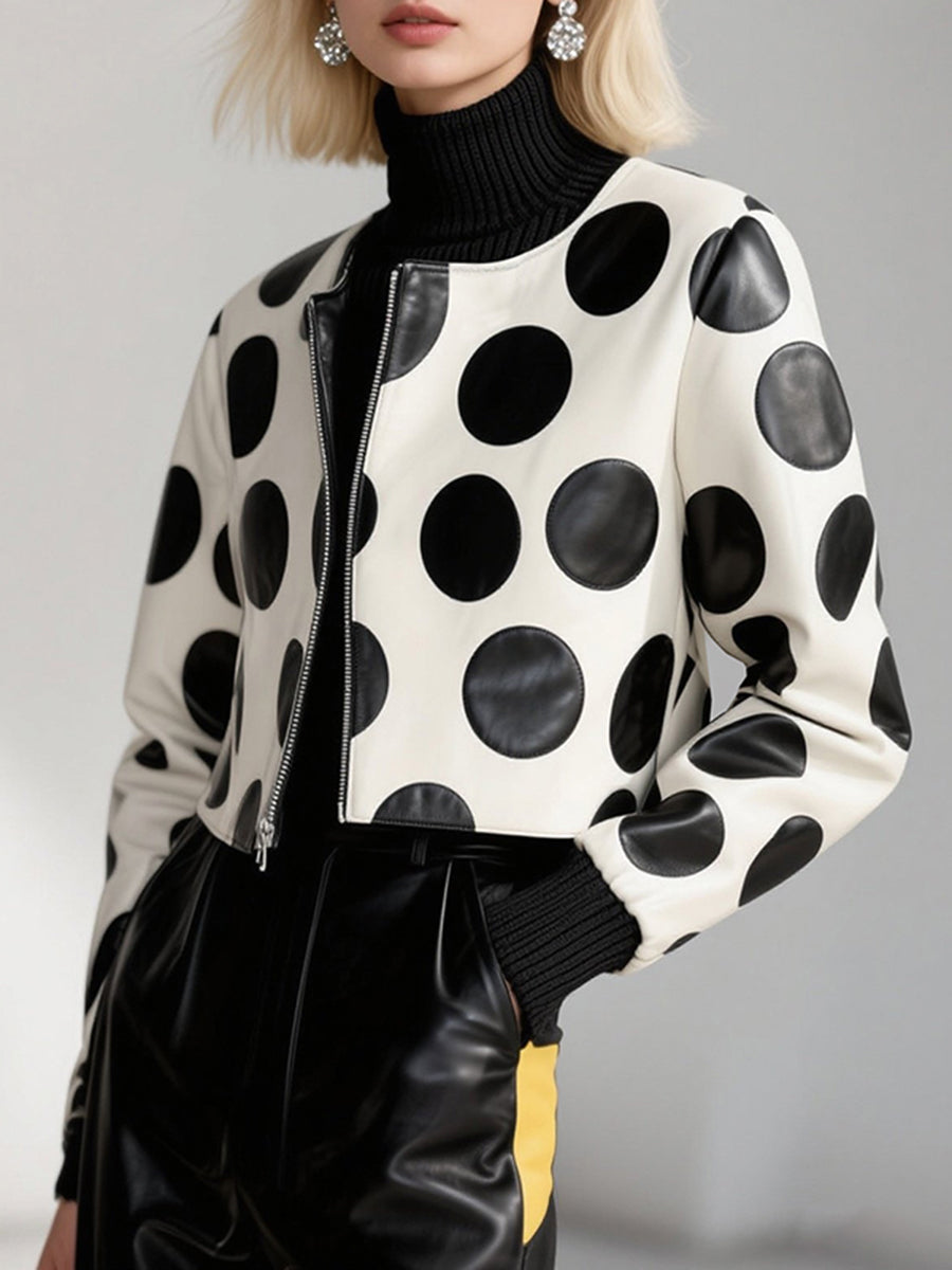 Polkadot jack dames cropped in crème en zwart