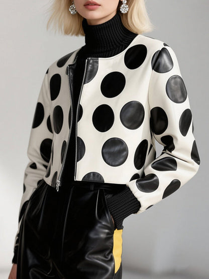 Polkadot jack dames cropped in crème en zwart
