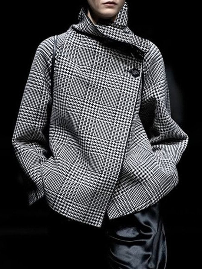 Pied-de-poule jack dames met asymmetrische sluiting