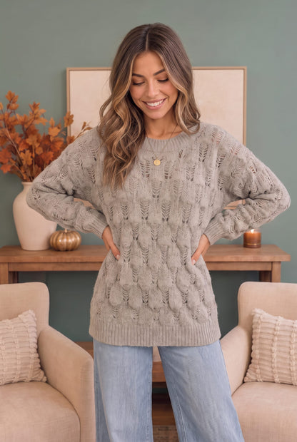Oversized trui dames met ajourbreisel