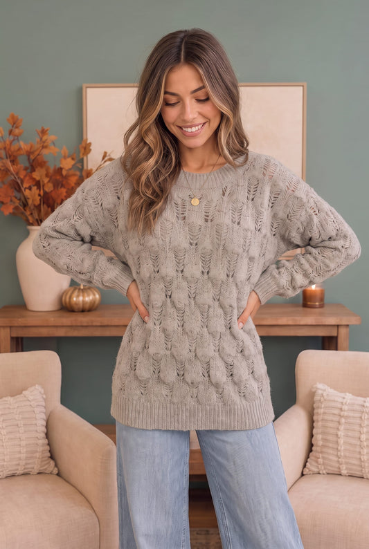Oversized trui dames met ajourbreisel