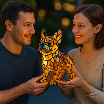 Lichtgevende Hond Lamp Glas-in-Lood – Handgemaakt en Sfeervol Cadeau voor Hondenliefhebbers