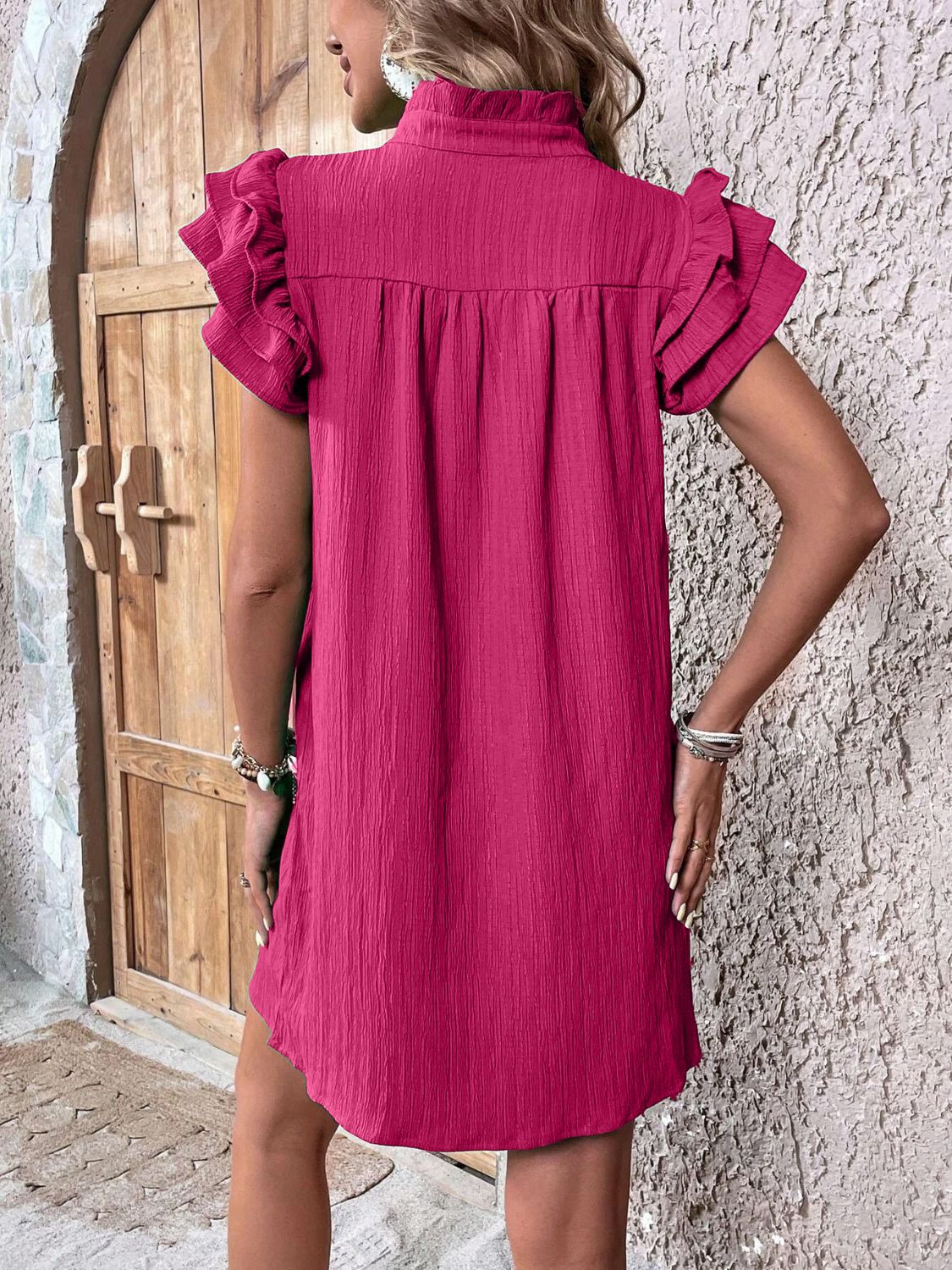 Korte jurk dames met ruche - detailfoto