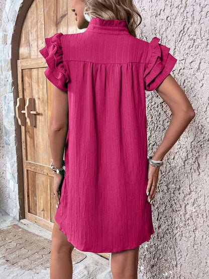 Korte jurk dames met ruche - detailfoto