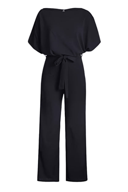 Dames Jumpsuit met Wijde Pijpen - Zwart - 95% Polyester 5% Spandex