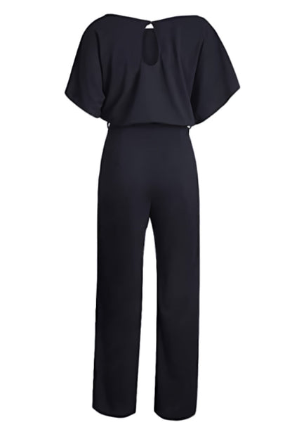 Dames Jumpsuit met Wijde Pijpen - Zwart - 95% Polyester 5% Spandex