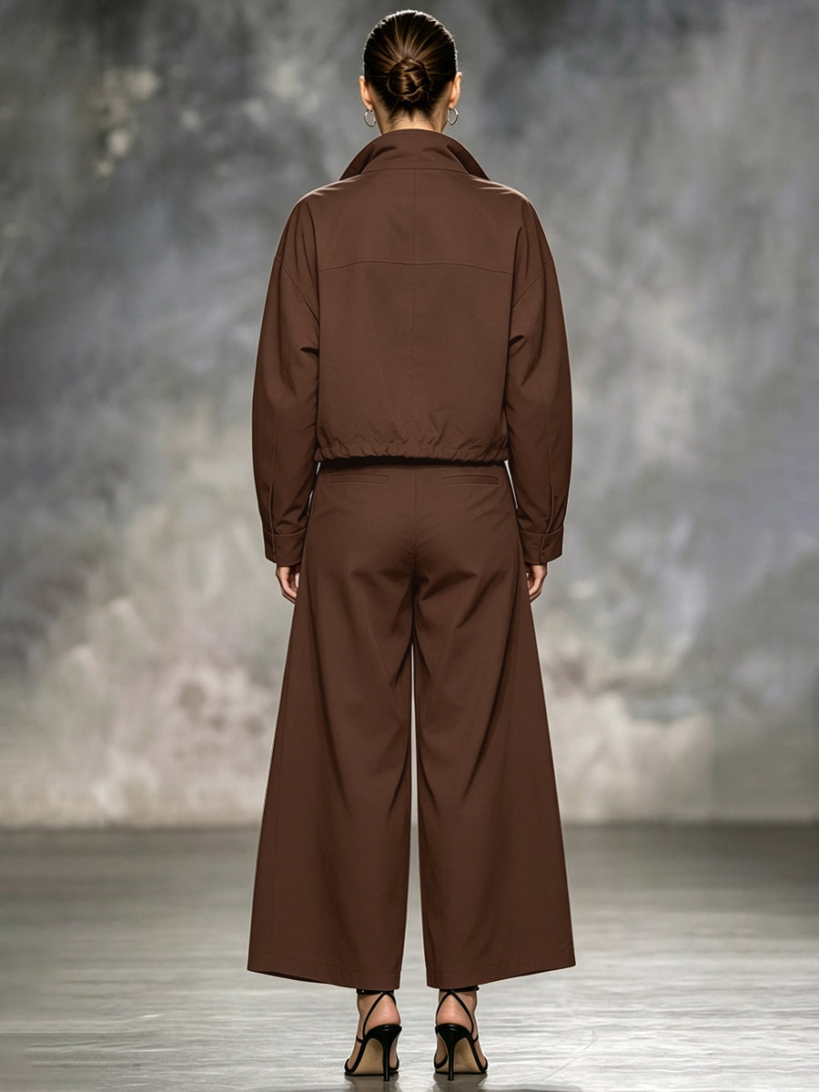 Cropped jack dames met rits, opstaande kraag en wijde mouwen