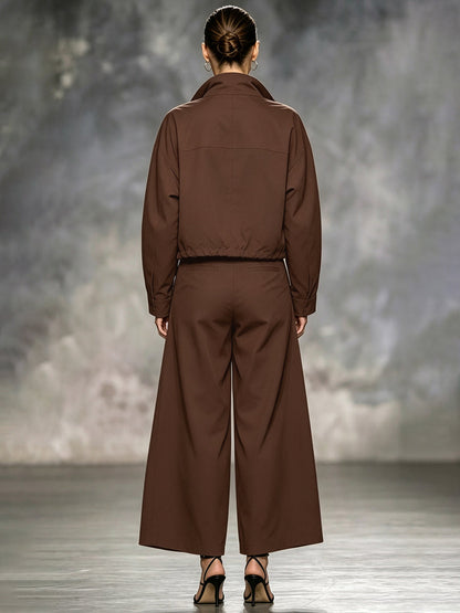 Cropped jack dames met rits, opstaande kraag en wijde mouwen