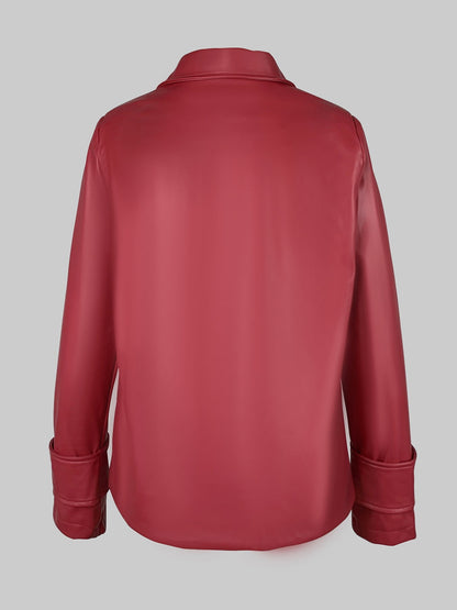 Imitatieleren jack dames met brede reverskraag