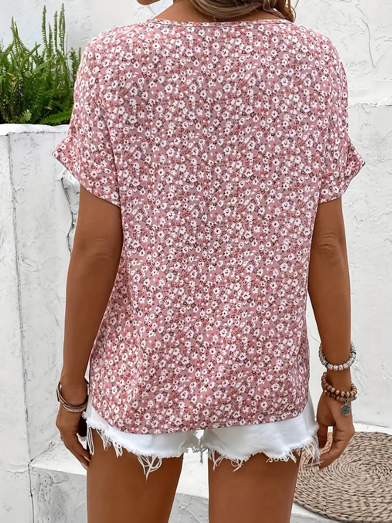 Chique damesblouse met bloemenprint - vrouwelijke verfijnde blouse