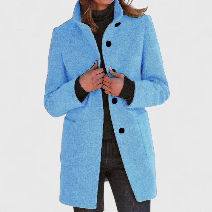 Mantel Jas Dames van Wol – Elegante Lange Winterjas met Knopen in Meerdere Kleuren