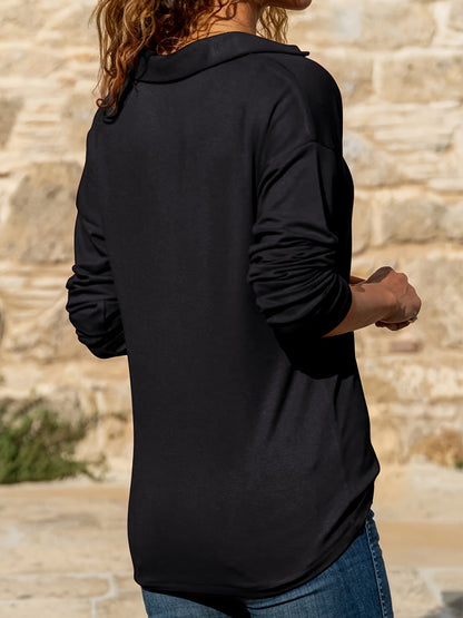 Top met Ritsdetail — Comfortabele Lange Mouwen en Casual Pasvorm