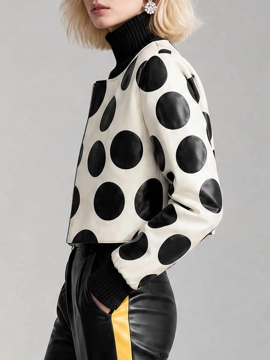 Polkadot jack dames cropped in crème en zwart