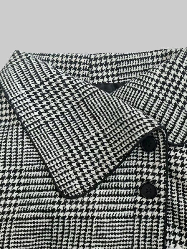 Pied-de-poule jack dames met asymmetrische sluiting