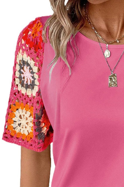 Top dames met gehaakte mouwen - detailfoto