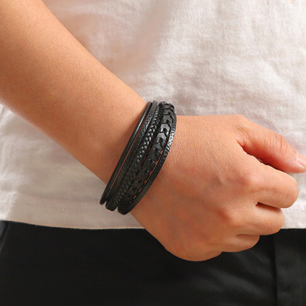 Leren Armband Heren Gevlochten — Stoere Armband met Magneetsluiting