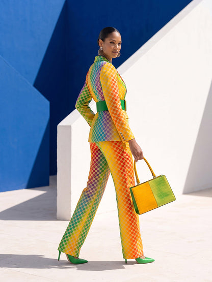 Blazer dames met stippen in regenboogkleuren en revers