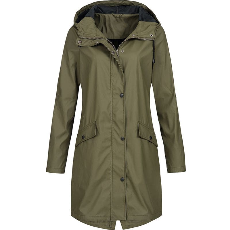 Dames Regenjas met Capuchon – Waterdicht Kniehoog Model voor Outdoor en Stad