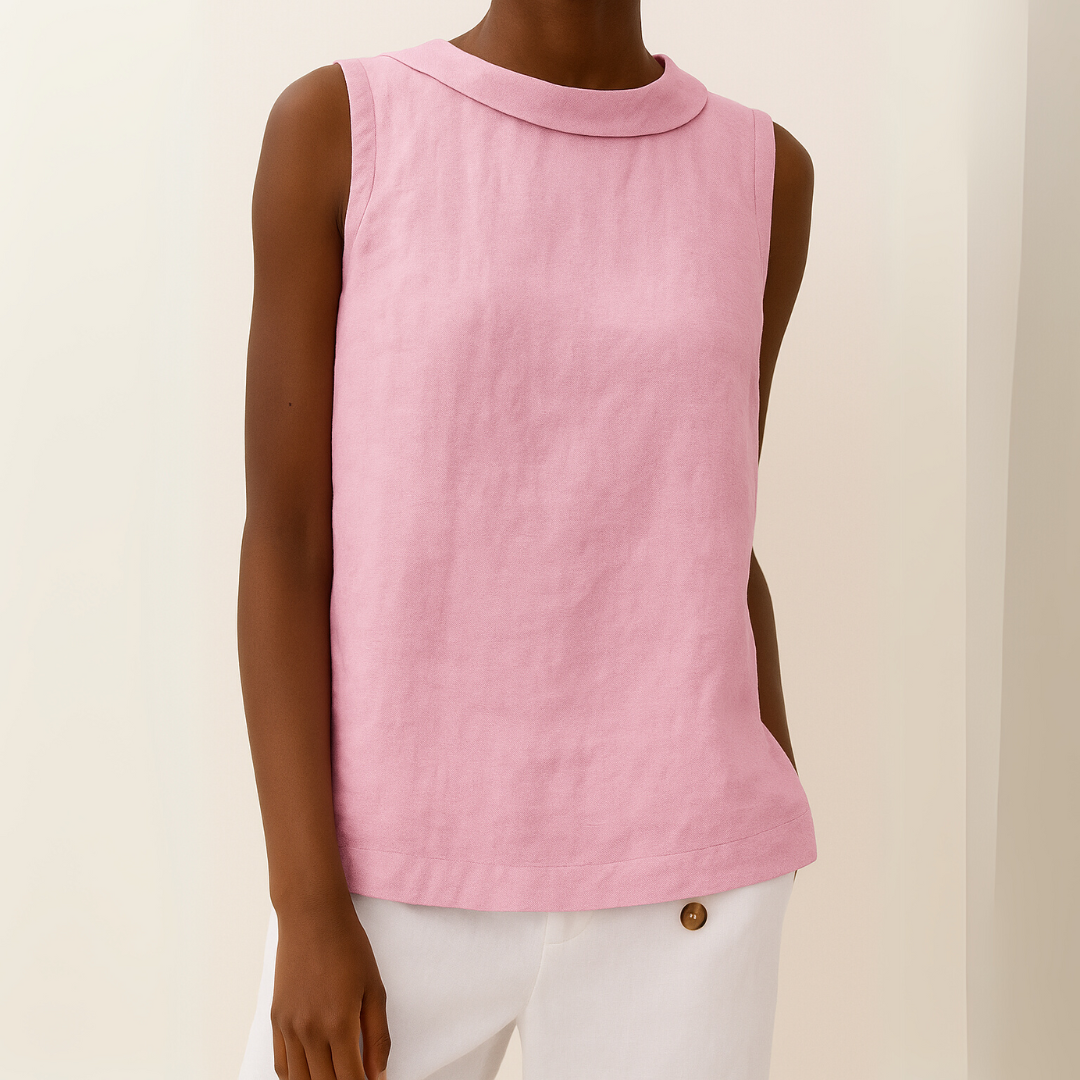 Mouwloze damesblouse met rolkraag - stijlvolle top dames veelzijdig