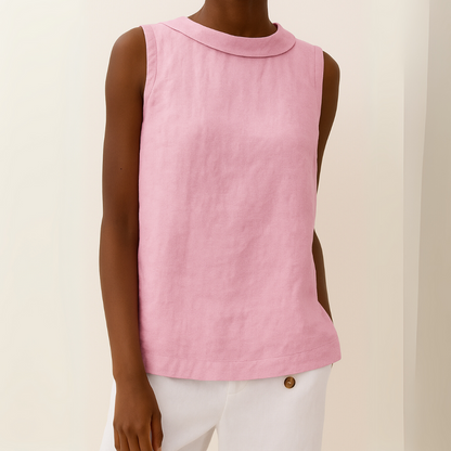 Mouwloze damesblouse met rolkraag - stijlvolle top dames veelzijdig
