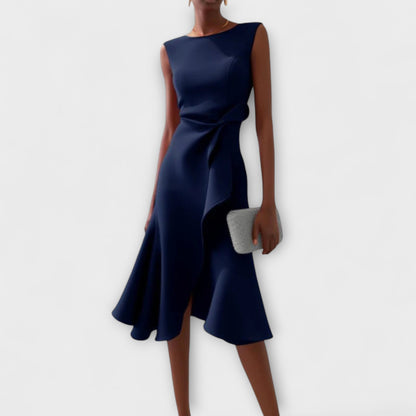 Asymmetrische Midi Jurk Dames | Gedrapeerd Vrouwelijk Design