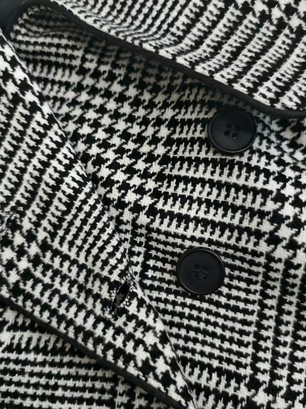Pied-de-poule jack dames met asymmetrische sluiting