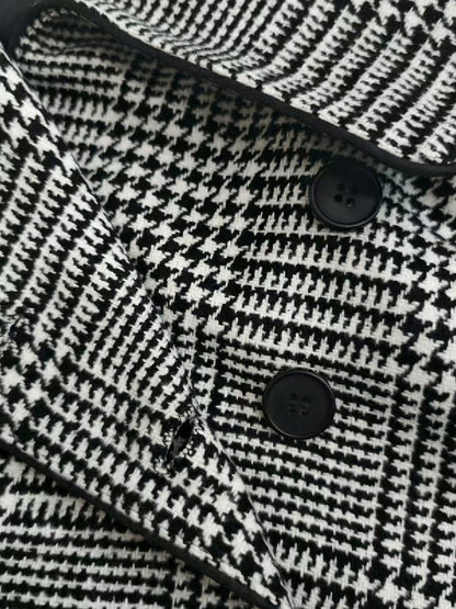 Pied-de-poule jack dames met asymmetrische sluiting