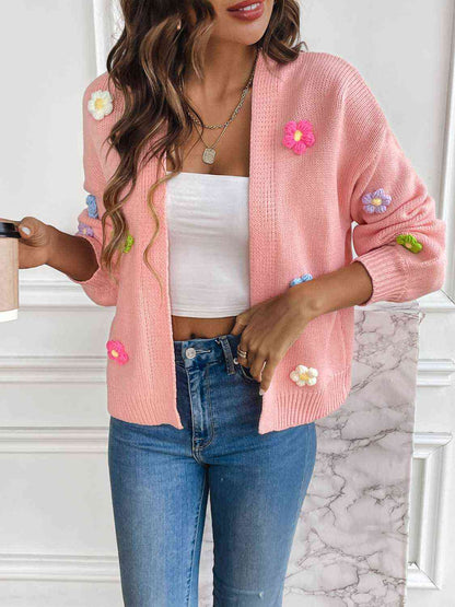 Vest dames met gehaakte bloemen in Roze