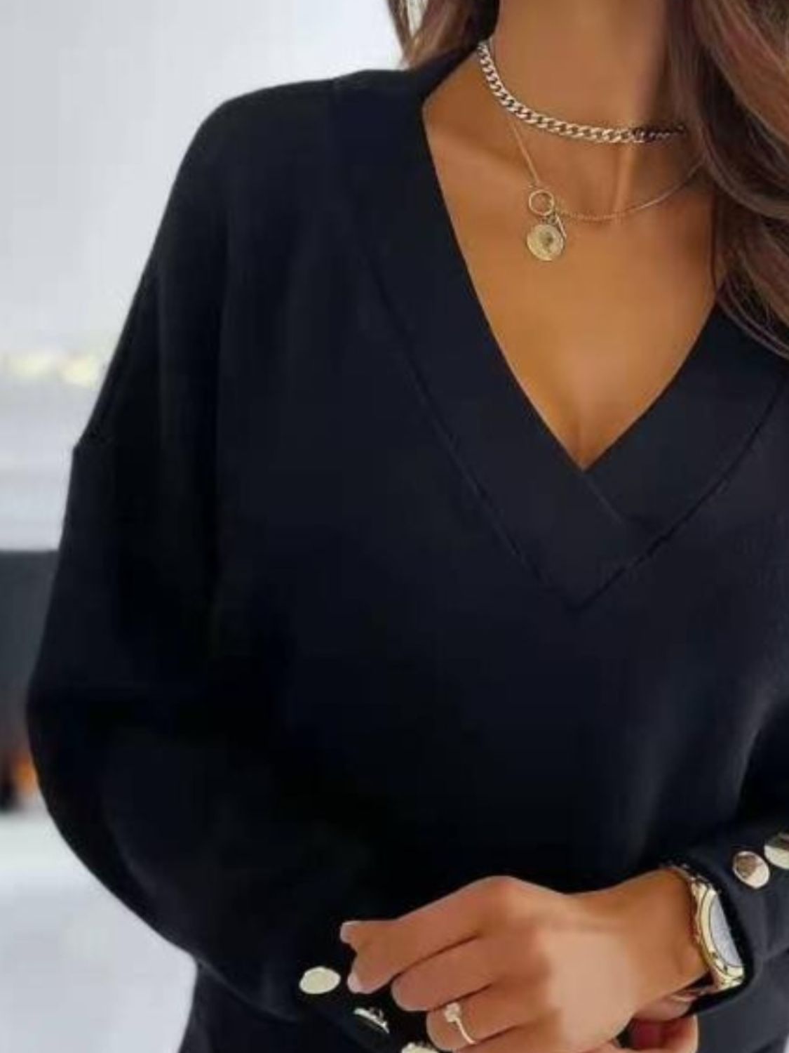 Sweater dames met V-hals - detailfoto
