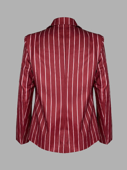 Gestreepte damesblazer met reverskraag en één knoop