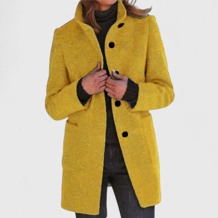 Mantel Jas Dames van Wol – Elegante Lange Winterjas met Knopen in Meerdere Kleuren