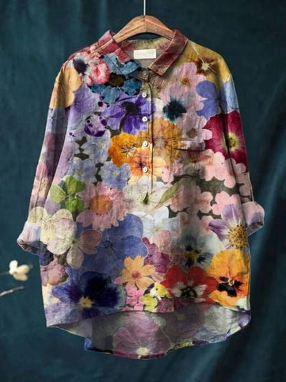Bloemenblouse dames bloemenprint 11 - vloeiende snit romantische print