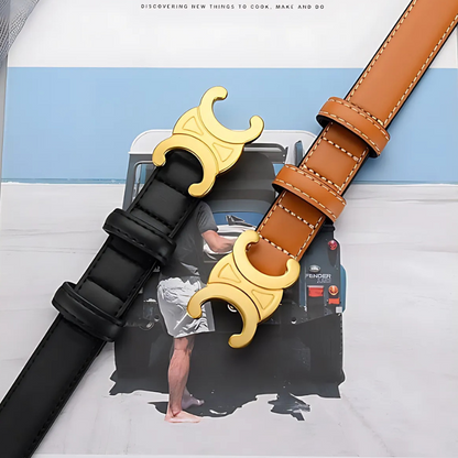 Leren Riem met Gouden Gesp – Elegant, Verstelbaar & Duurzaam